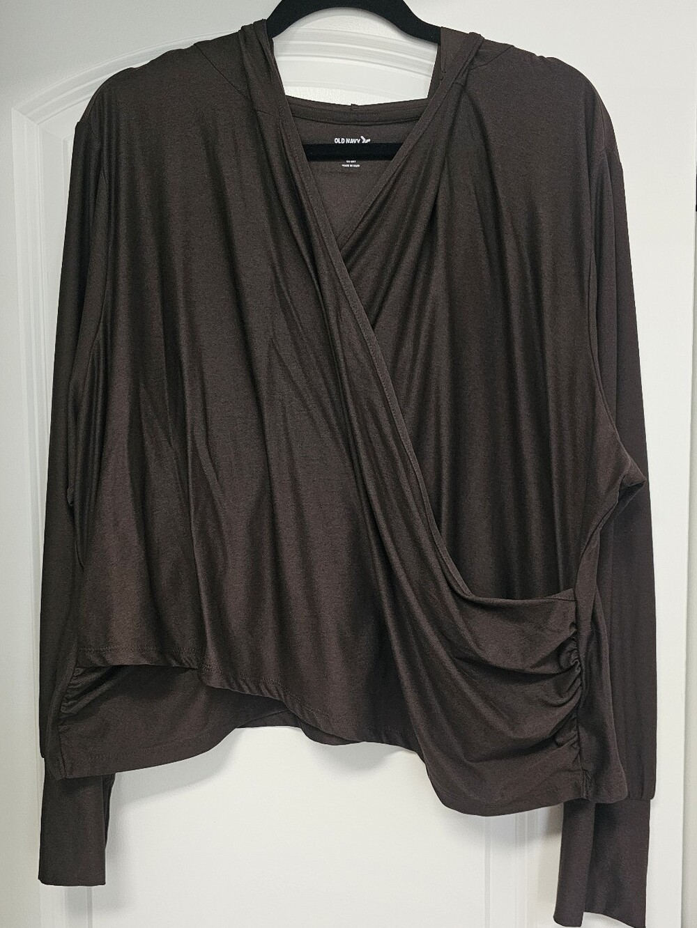 Old Navy Brown Hooded Draped Wrap Top 3X